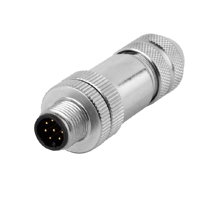 M12 A code Male Straight field attachable Metal Connector screw contacts