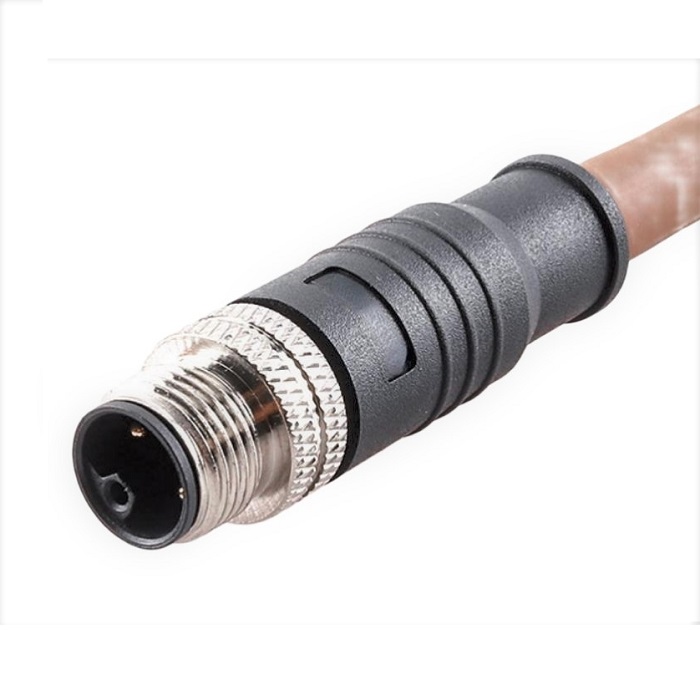 M12 L code Male Straight Overmoulded Connector solder contacts