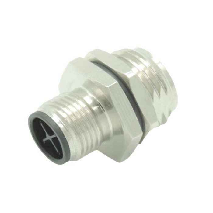 M12 S code Male Front mount Connector Solder with wires